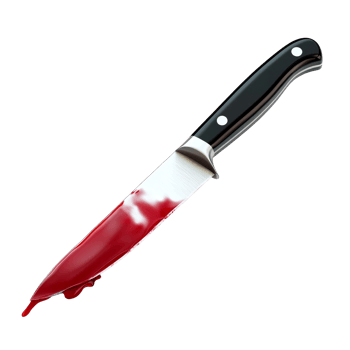 A bloodied kitchen knife resting on a transparent background, evoking a sense of horror and intrigue, Kitchen Knife with Blood Dripping on transparent background Horror Scene, Halloween png