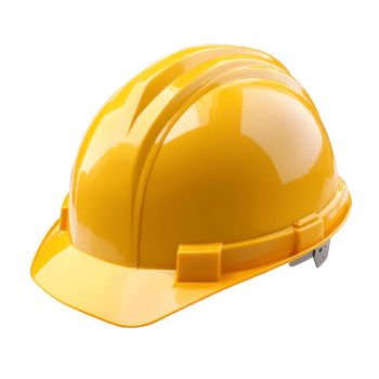 Bright yellow safety helmet isolated against a transparent background, ideal for construction and safety equipment, Yellow safety helmet isolated png