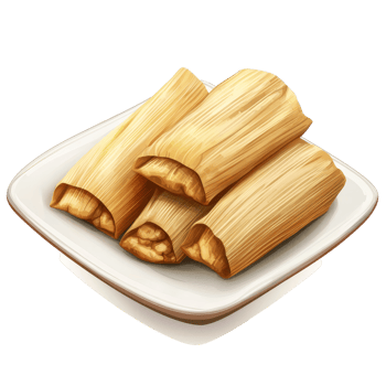Deliciously wrapped tamales on a square plate perfect for traditional celebrations and gatherings, tamales on square plate illustration isolated on transparent background png
