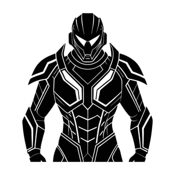 Advanced soldier wearing high tech armor showcased in clean isolated silhouette style vector