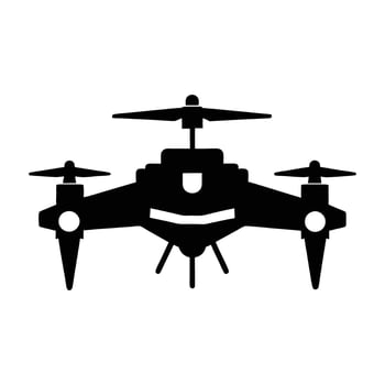 Advanced police drone executing hover in clean isolated silhouette style for security vector