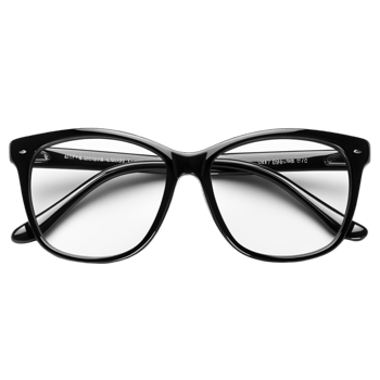 Elegant Black Eyeglasses with Thin Metal Frame on Transparent Background png