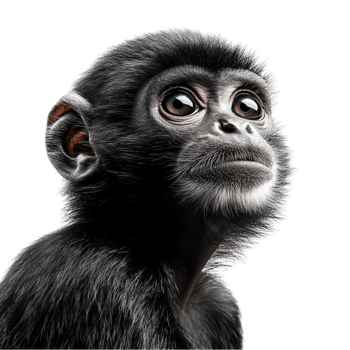 Young Monkey with Curious Expression on Transparent Background png