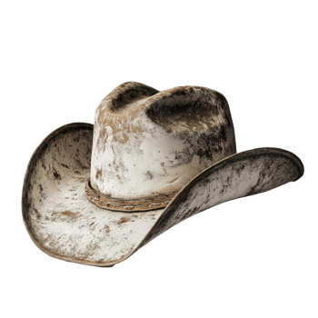 A vintage cowboy hat resting on a plain transparent background, showcasing its worn textures and authentic charm, Cowboy Hat transparent background png
