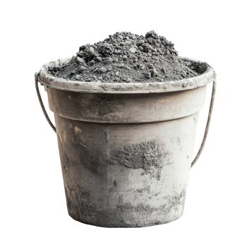 A bucket of cement isolated on a transparent background for construction and home improvement projects, bucket of cement, isolated on transparent background png