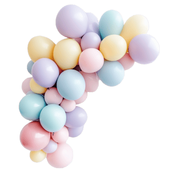 Whimsical Balloon Garland in Soft Pastel Colors png