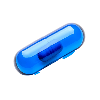 Blue transparent capsule resting on a soft surface, showcasing its medicinal contents clearly, Blue Transparent pills content medicine capsule on transparent background png