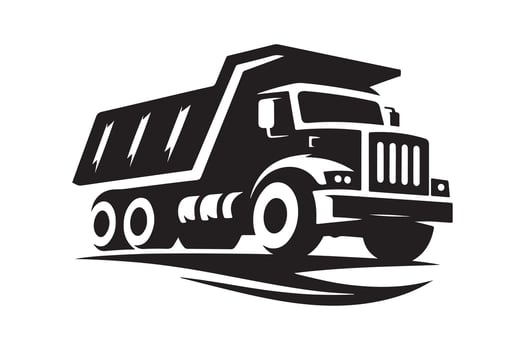 Vintage Dump Truck Silhouette in Black vector