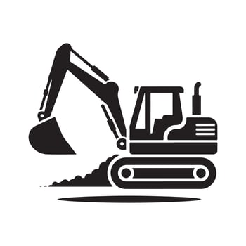 Black Backhoe Excavator Graphic for Print vector