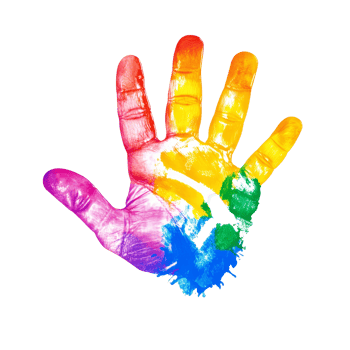 Colorful hand prints made by children on a bright transparent background showcasing creativity and joy, colorful hand prints of children isolated on transparent background png