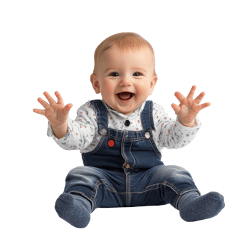 Happy baby enjoying a playful moment with joyful gestures on a bright transparent background, Happy Baby Gesture on transparent background png