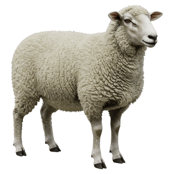 Fluffy White Sheep Standing Calmly on Transparent Background Isolated png