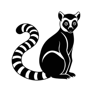 Ring-Tailed Lemur Silhouette - Exotic Wildlife for Nature, Conservation, and Animal Designs vector