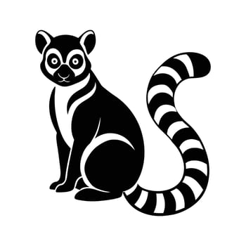 Ring-Tailed Lemur Silhouette - Exotic Wildlife Art for Nature, Conservation, Zoo, and Jungle Animal Designs vector