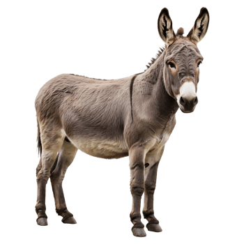 Gray Donkey Standing Calmly on Transparent Background Isolated png