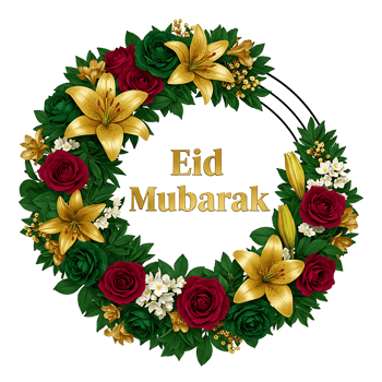 Eid Mubarak Floral Design, Beautiful Crescent Floral Wreath png
