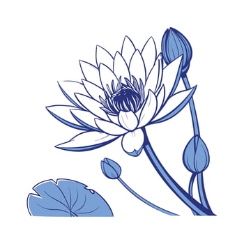 Vibrant Blue Lotus Nymphaea on White vector