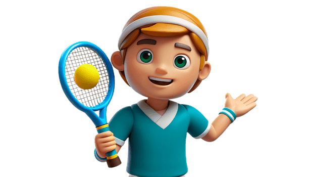 Smiling Tennis Cartoon Boy png