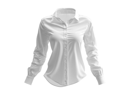 Blank white long sleeve shirt with classic collar and button down front, perfect for formal or casual wear png