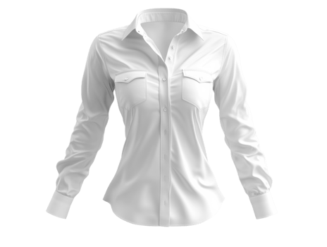 stylish white long sleeve shirt with pockets, perfect for casual or formal wear png