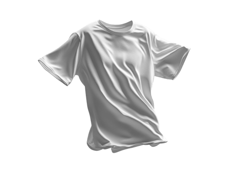 plain white t shirt displayed in dynamic pose, showcasing its fabric texture and drape png