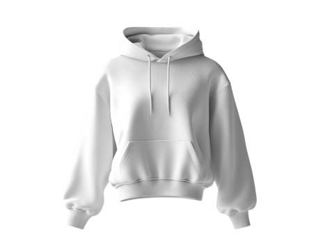 plain blank white hoodie with front pocket and drawstring hood, perfect for casual wear png
