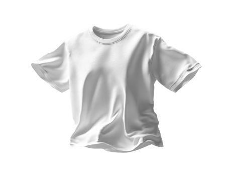 plain white t shirt displayed on transparent background, ideal for mockups and designs png