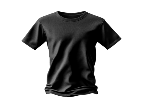 Black t shirt design with realistic texture and drape png