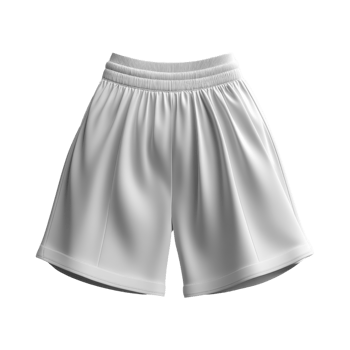 White athletic shorts with elastic waistband, perfect for sports or casual wear png