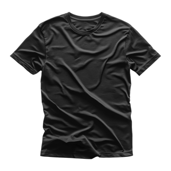 Black t shirt with smooth texture and natural folds, ideal for casual wear png