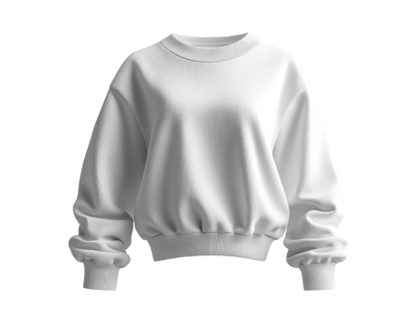 White sweatshirt with relaxed fit and ribbed cuffs, perfect for casual wear png