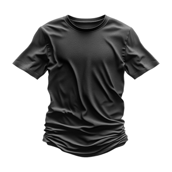 The Black t shirt mockup with realistic fabric texture and folds png