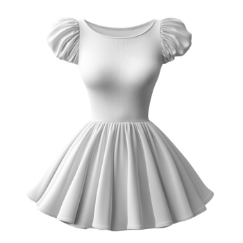 stylish white dress with puff sleeves and flared skirt, perfect for various occasions png