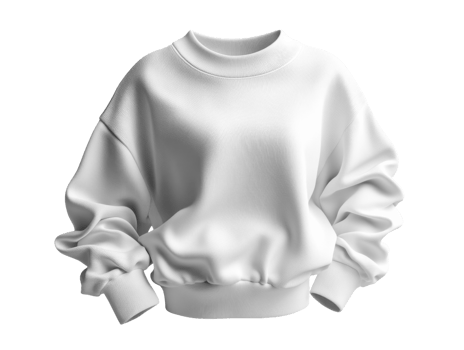 cozy white sweatshirt with relaxed fit and puffed sleeves, perfect for casual wear png