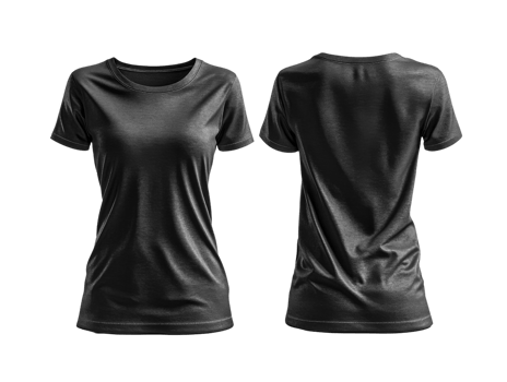 Black t shirt mockup, front and back view, casual wear, plain design png