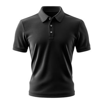 Black polo shirt with short sleeves and classic collar, perfect for casual wear png