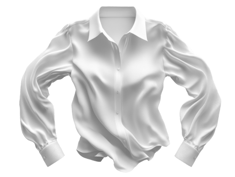 stylish white blouse with long sleeves and button details, perfect for any occasion png