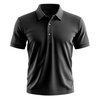Black polo shirt with short sleeves and classic collar, perfect for casual or semi formal occasions png