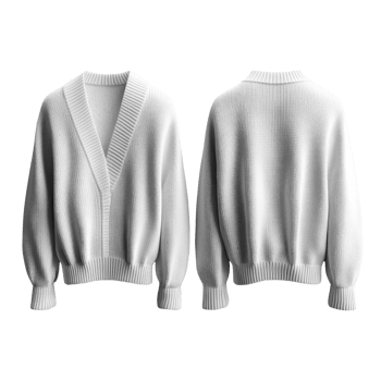 Cozy white cardigan with relaxed fit and ribbed details, perfect for layering png