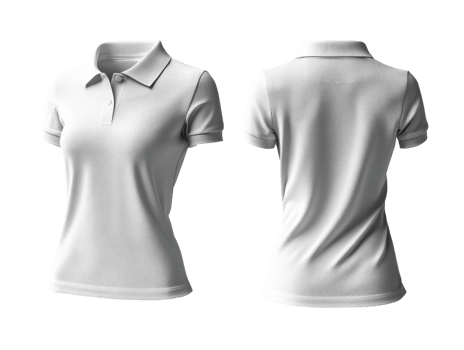 White polo shirt for men and women, front and back view, casual wear png