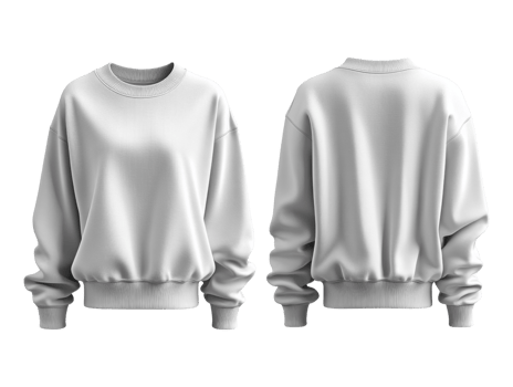 Set of plain white sweatshirt with relaxed fit, featuring long sleeves and ribbed cuffs, perfect for casual wear png
