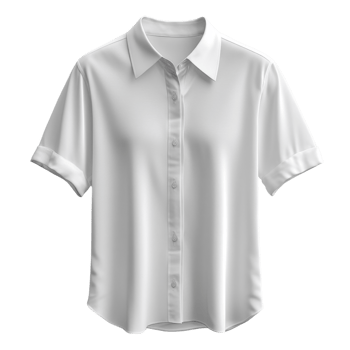 plain white short sleeve shirt with classic collar and button down front png