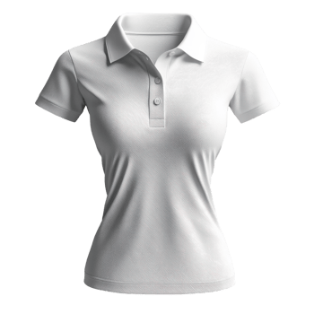 plain white polo shirt for women, featuring classic collar and button placket, ideal for casual or sporty occasions png