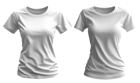White t shirts for men and women, showcasing different styles and fits png