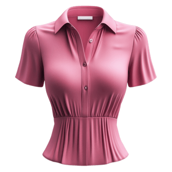 Stylish pink blouse with short sleeves and fitted waist design. Perfect for casual or semi formal occasions png