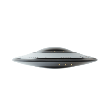 A sleek UFO hovers silently against a transparent background, showcasing its futuristic design and features, UFO on transparent background png