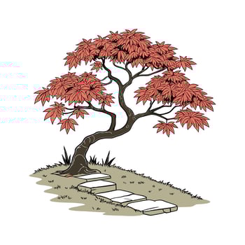 Vibrant Japanese Maple Leaf Illustration on Bright vector
