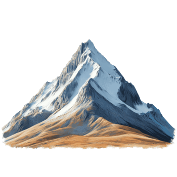 A majestic mountain stands in isolation against a bright transparent background showcasing its rugged peaks and slopes, Mountain isolated on transparent background png