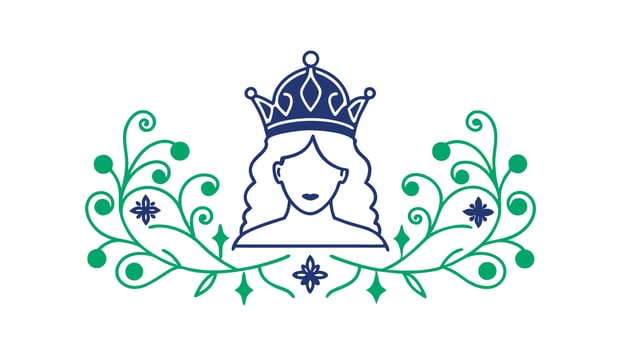 Elegant Crowned Queen Floral Design, Beauty, Grace, Royalty vector