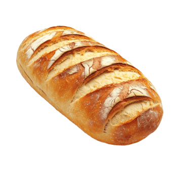 Freshly baked loaf of artisan bread on a transparent background ready for serving at a cozy kitchen, Delicious bread on transparent background png
